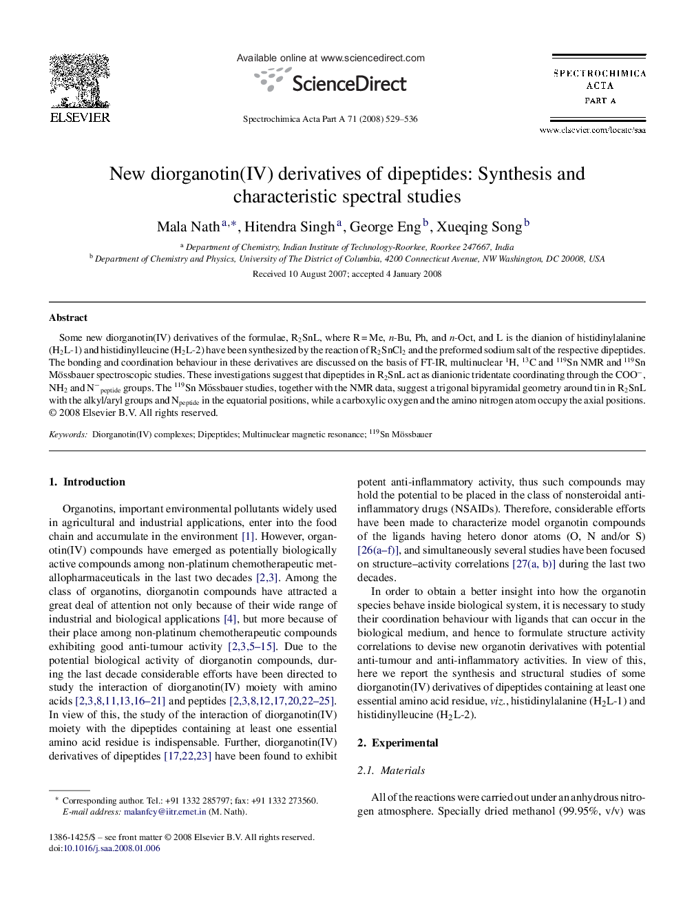 New diorganotin(IV) derivatives of dipeptides: Synthesis and characteristic spectral studies