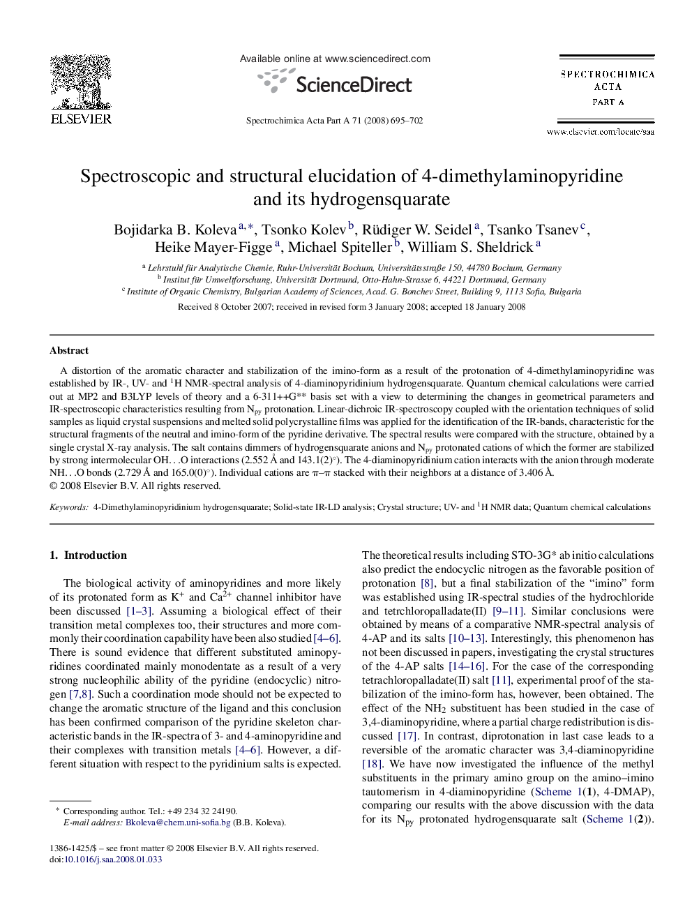 Spectroscopic and structural elucidation of 4-dimethylaminopyridine and its hydrogensquarate