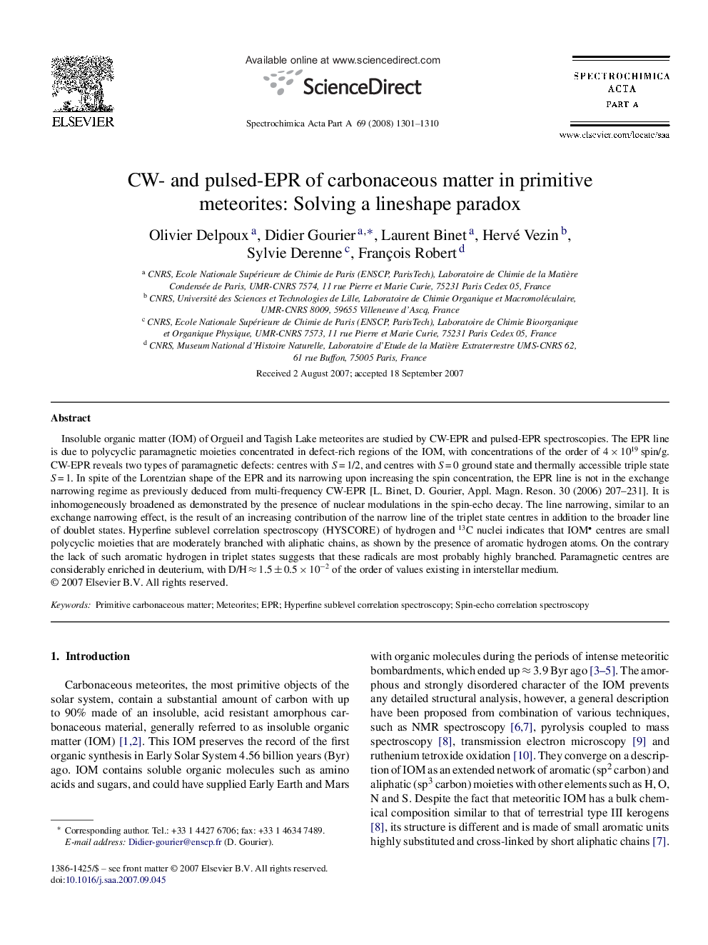 CW- and pulsed-EPR of carbonaceous matter in primitive meteorites: Solving a lineshape paradox