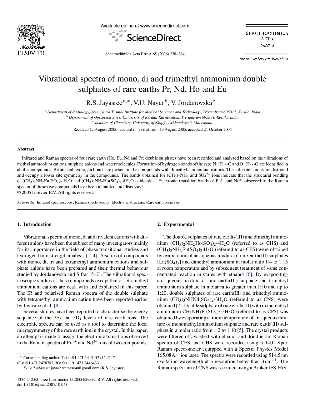 Vibrational spectra of mono, di and trimethyl ammonium double sulphates of rare earths Pr, Nd, Ho and Eu