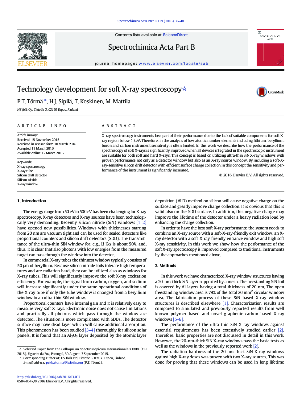 Technology development for soft X-ray spectroscopy 