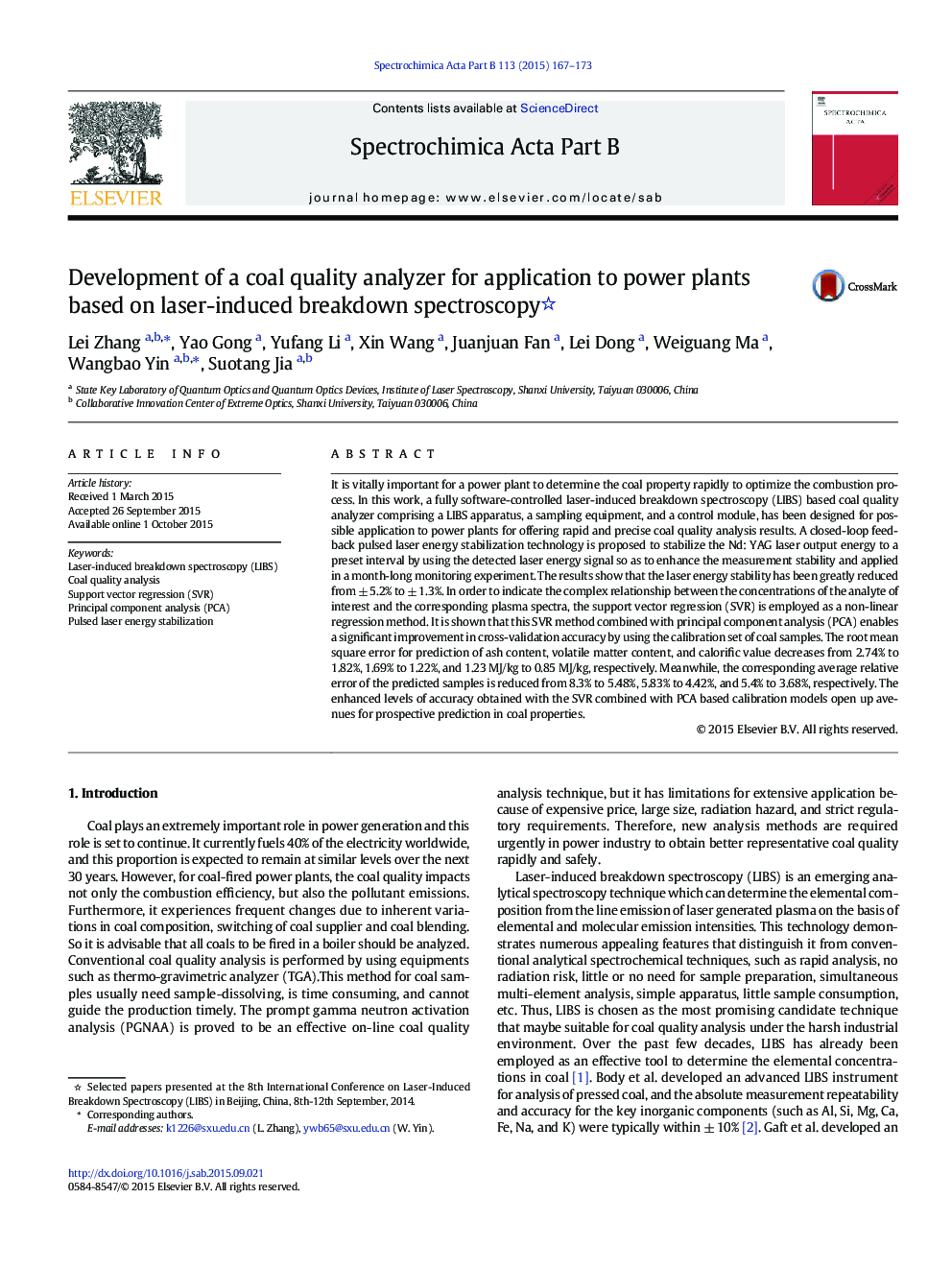 Development of a coal quality analyzer for application to power plants based on laser-induced breakdown spectroscopy 