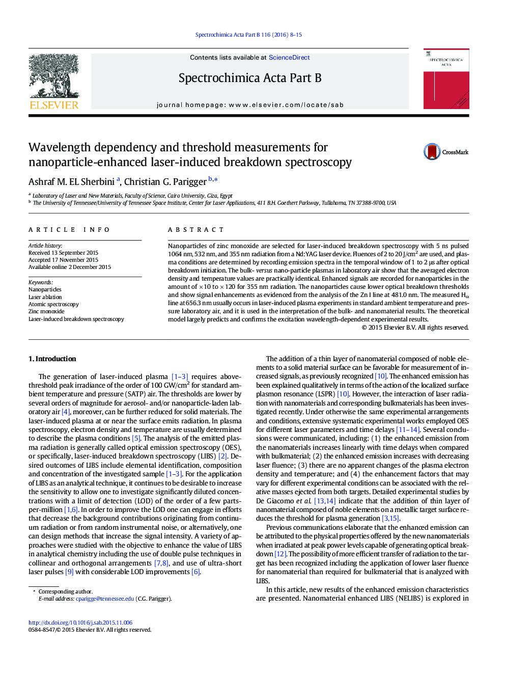 Wavelength dependency and threshold measurements for nanoparticle-enhanced laser-induced breakdown spectroscopy