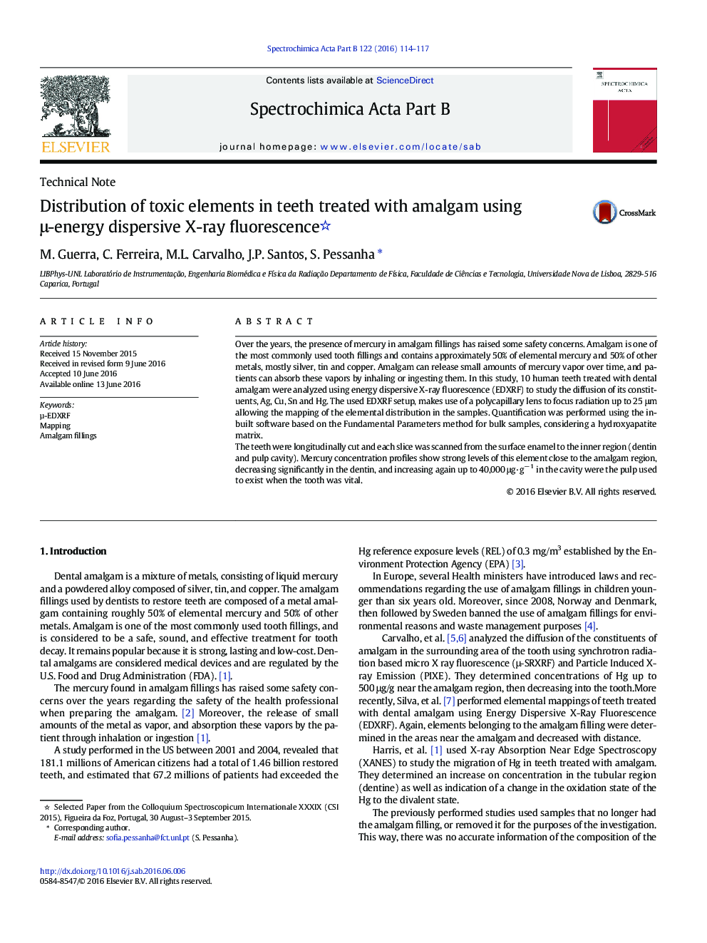 Distribution of toxic elements in teeth treated with amalgam using μ-energy dispersive X-ray fluorescence 