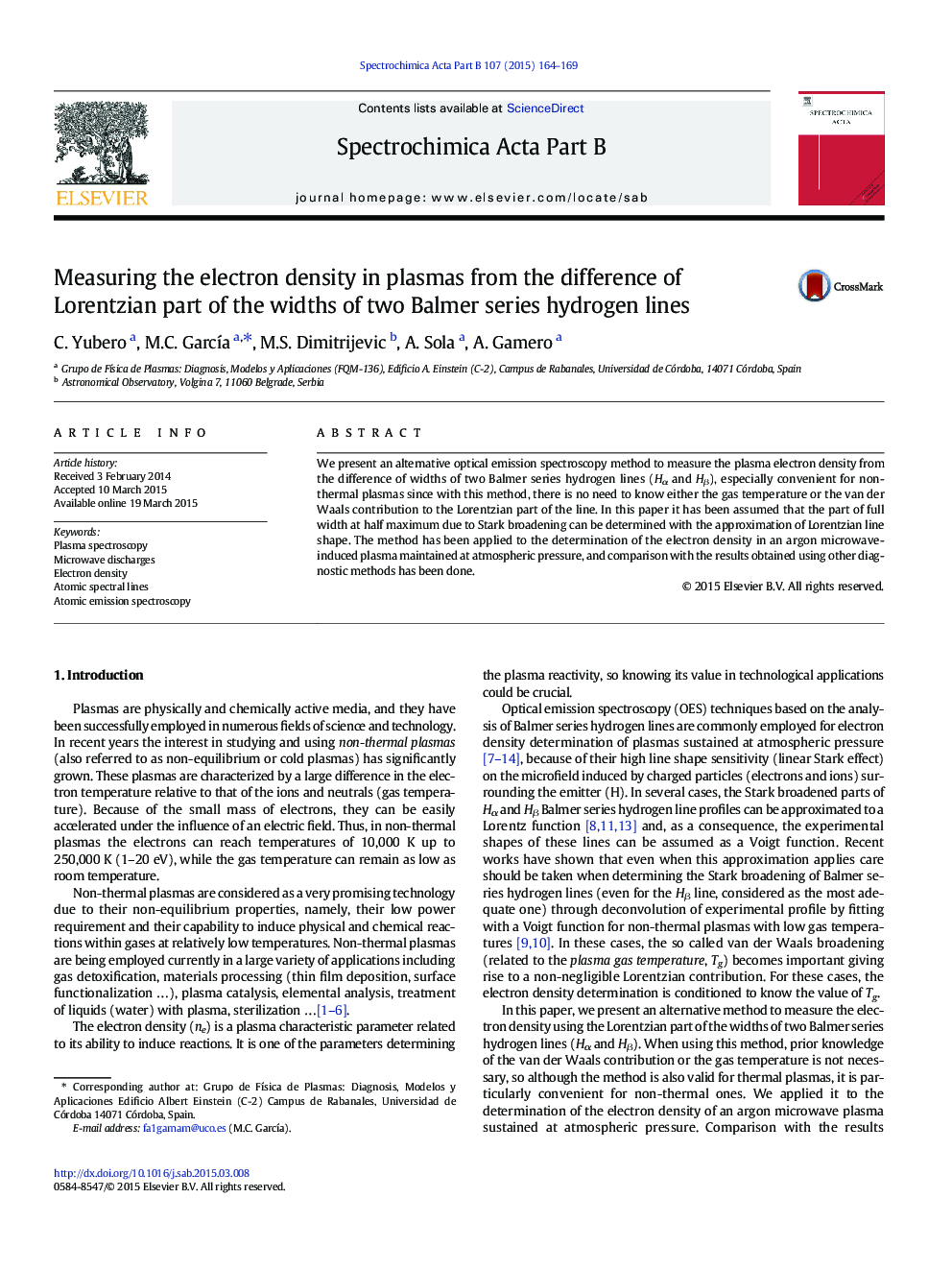 Measuring the electron density in plasmas from the difference of Lorentzian part of the widths of two Balmer series hydrogen lines