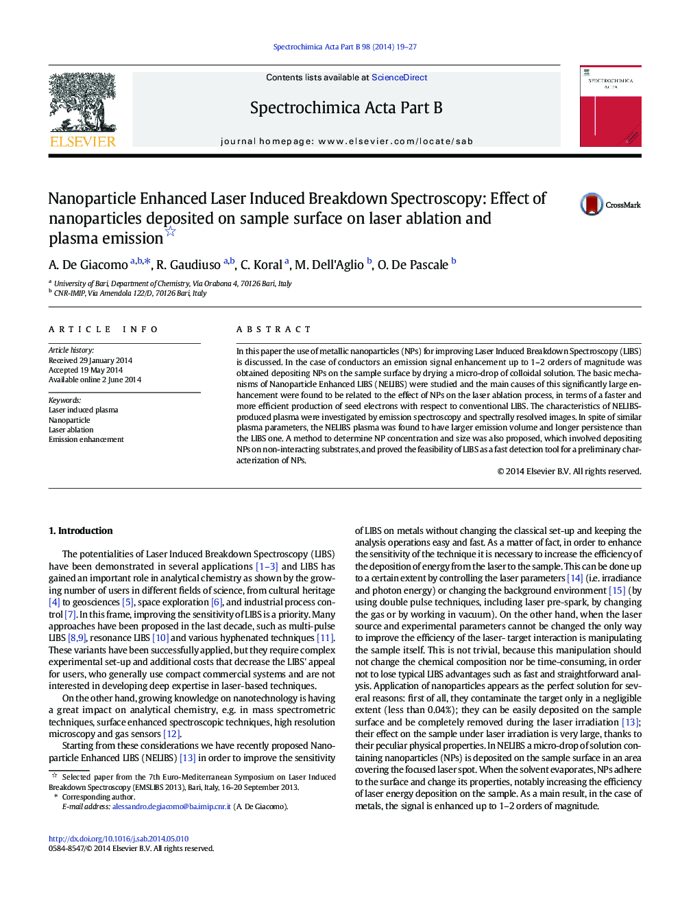 Nanoparticle Enhanced Laser Induced Breakdown Spectroscopy: Effect of nanoparticles deposited on sample surface on laser ablation and plasma emission 