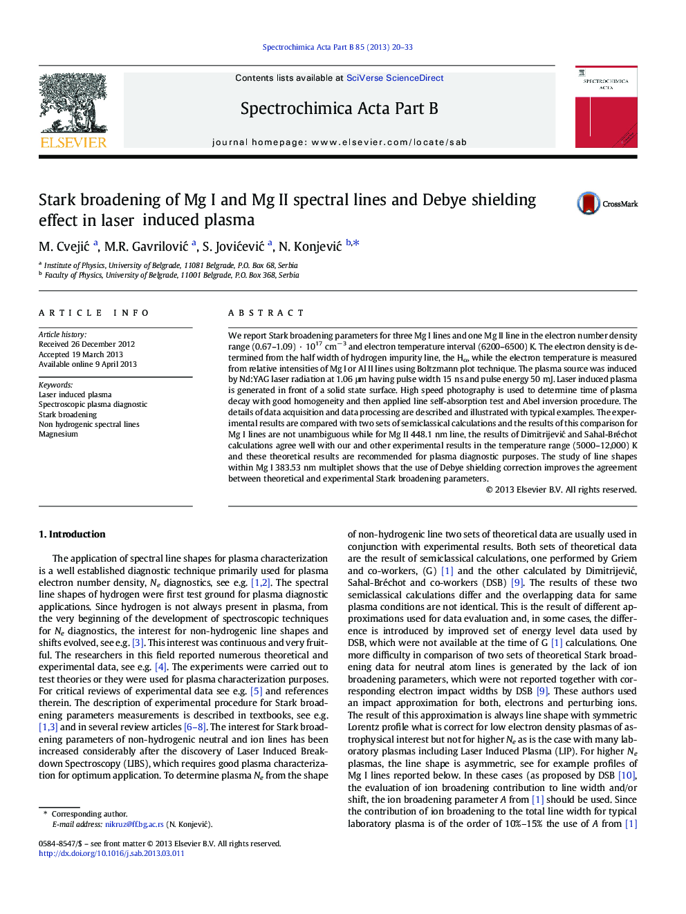 Stark broadening of Mg I and Mg II spectral lines and Debye shielding effect in laser induced plasma