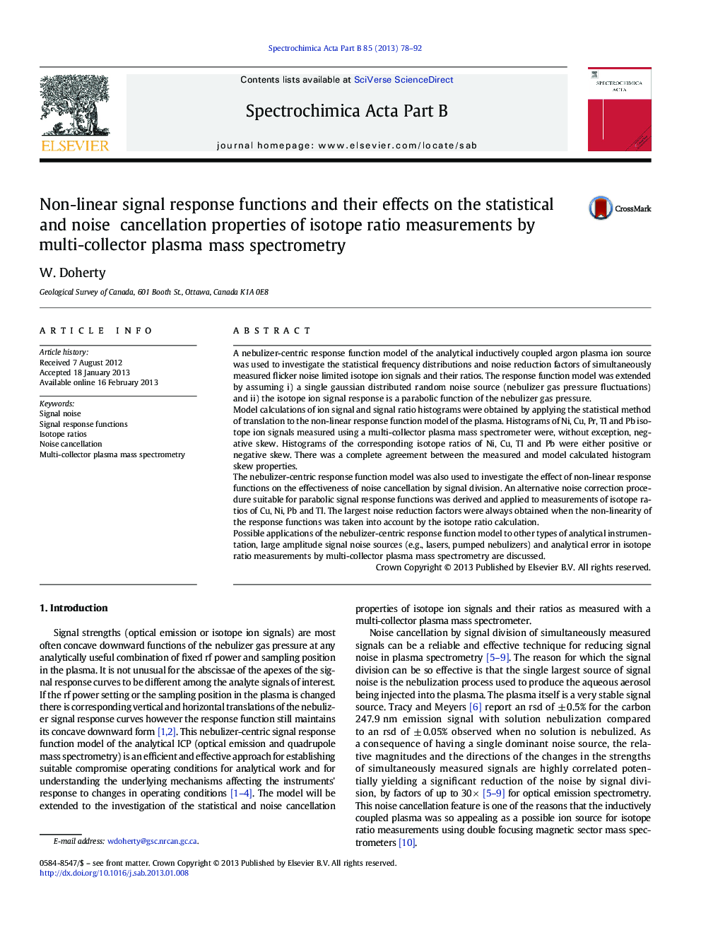 Non-linear signal response functions and their effects on the statistical and noise cancellation properties of isotope ratio measurements by multi-collector plasma mass spectrometry