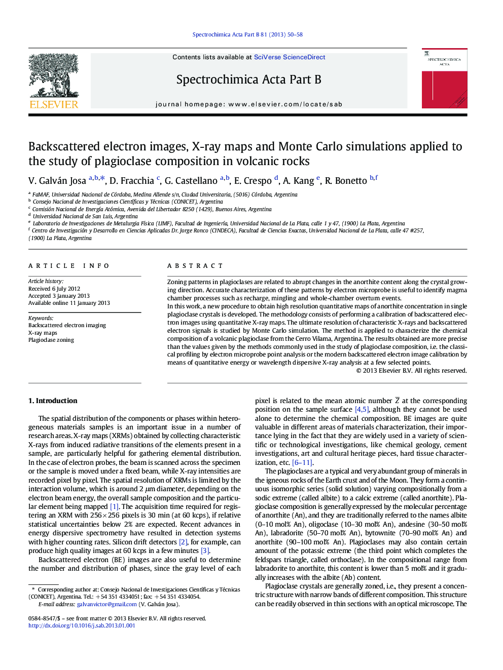 Backscattered electron images, X-ray maps and Monte Carlo simulations applied to the study of plagioclase composition in volcanic rocks