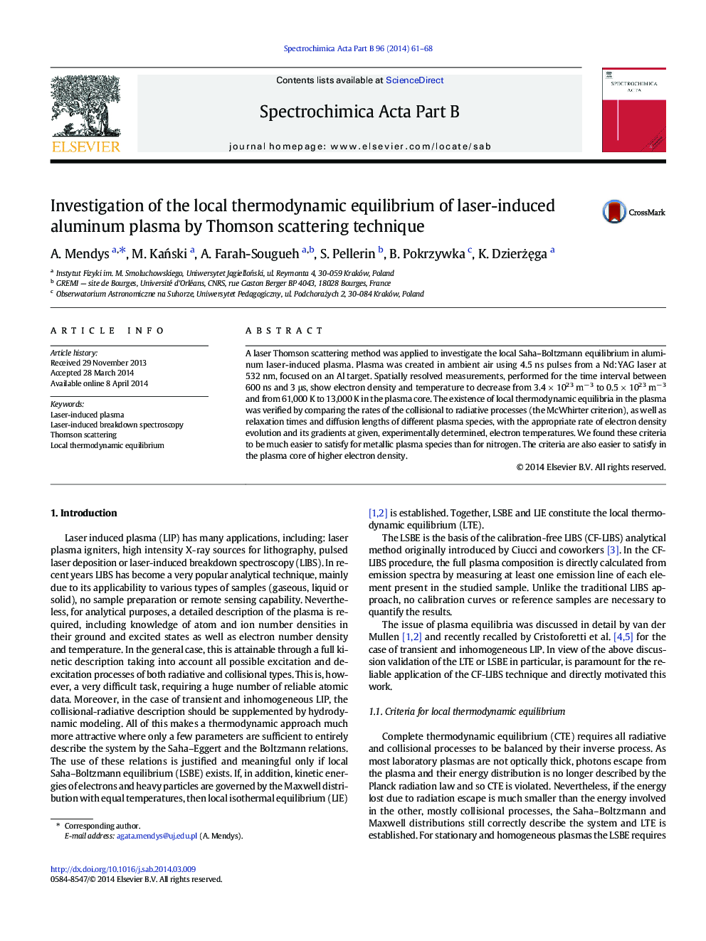 Investigation of the local thermodynamic equilibrium of laser-induced aluminum plasma by Thomson scattering technique