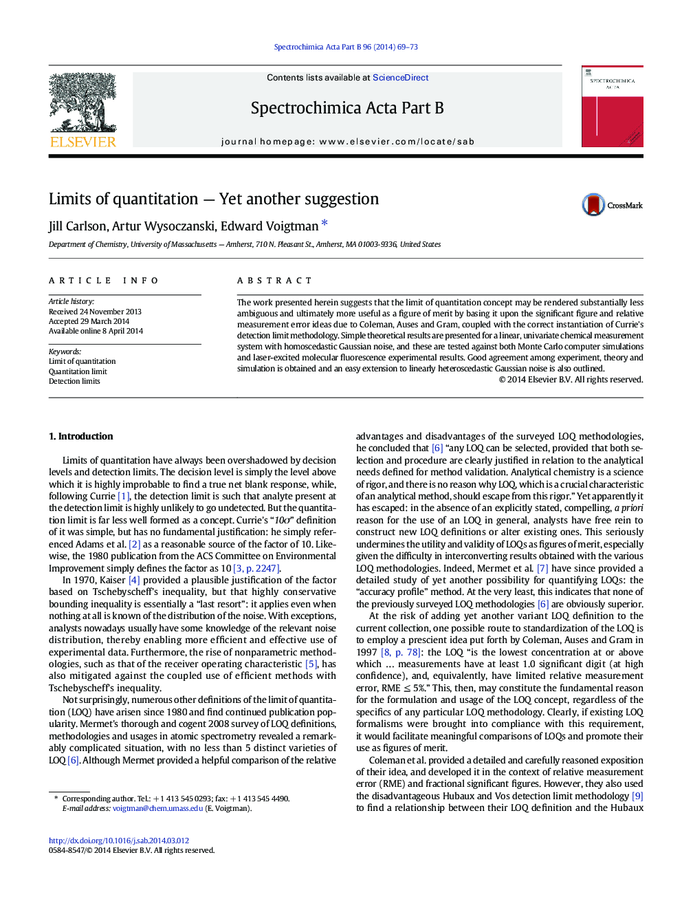 Limits of quantitation — Yet another suggestion