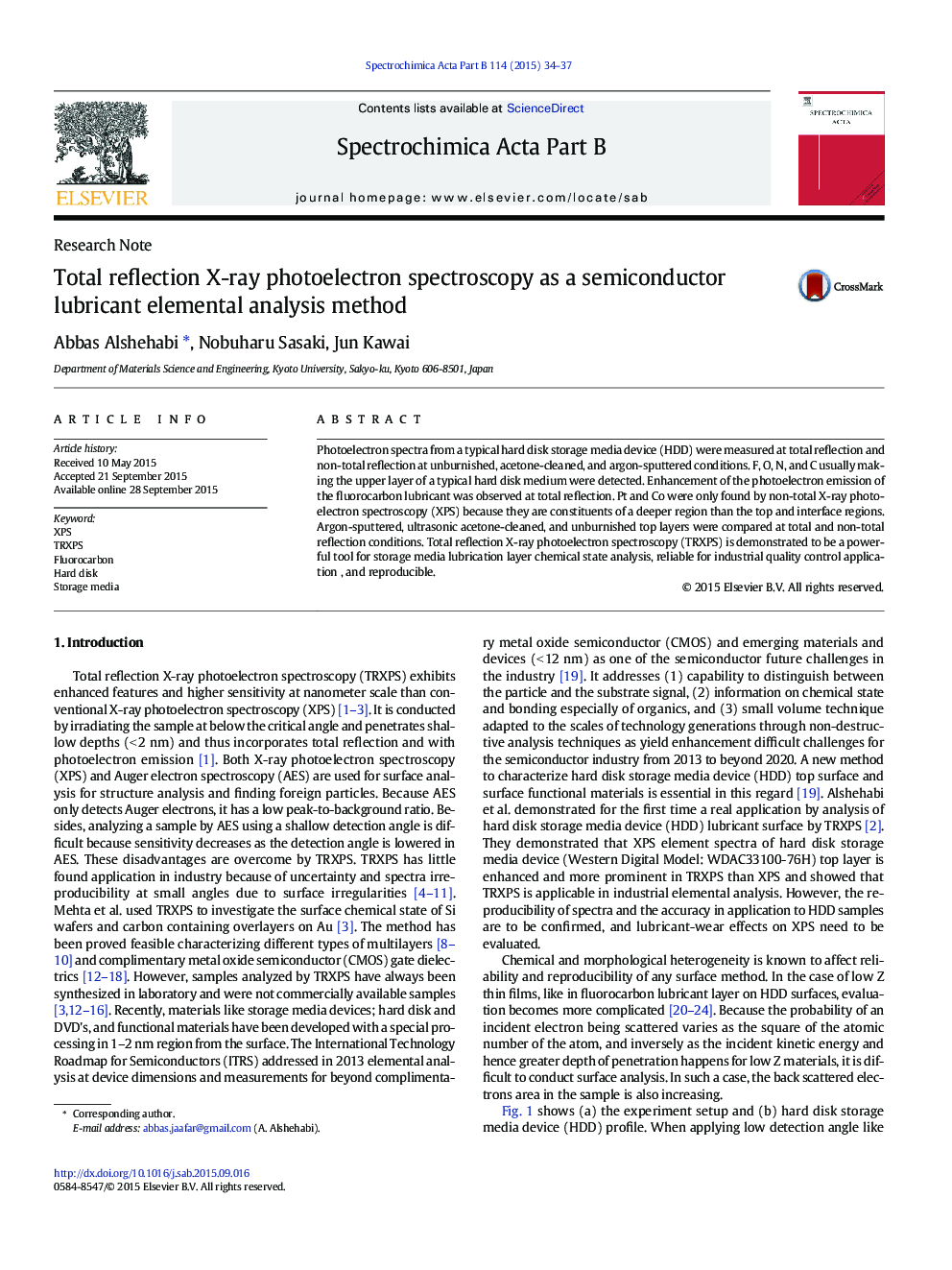 Total reflection X-ray photoelectron spectroscopy as a semiconductor lubricant elemental analysis method