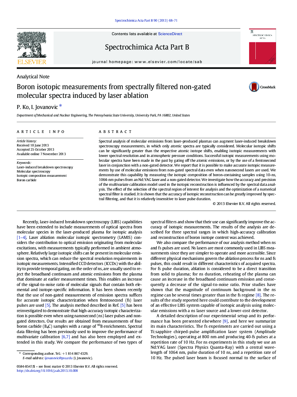 Boron isotopic measurements from spectrally filtered non-gated molecular spectra induced by laser ablation