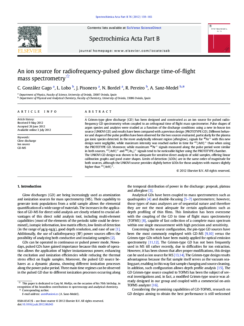 An ion source for radiofrequency-pulsed glow discharge time-of-flight mass spectrometry 