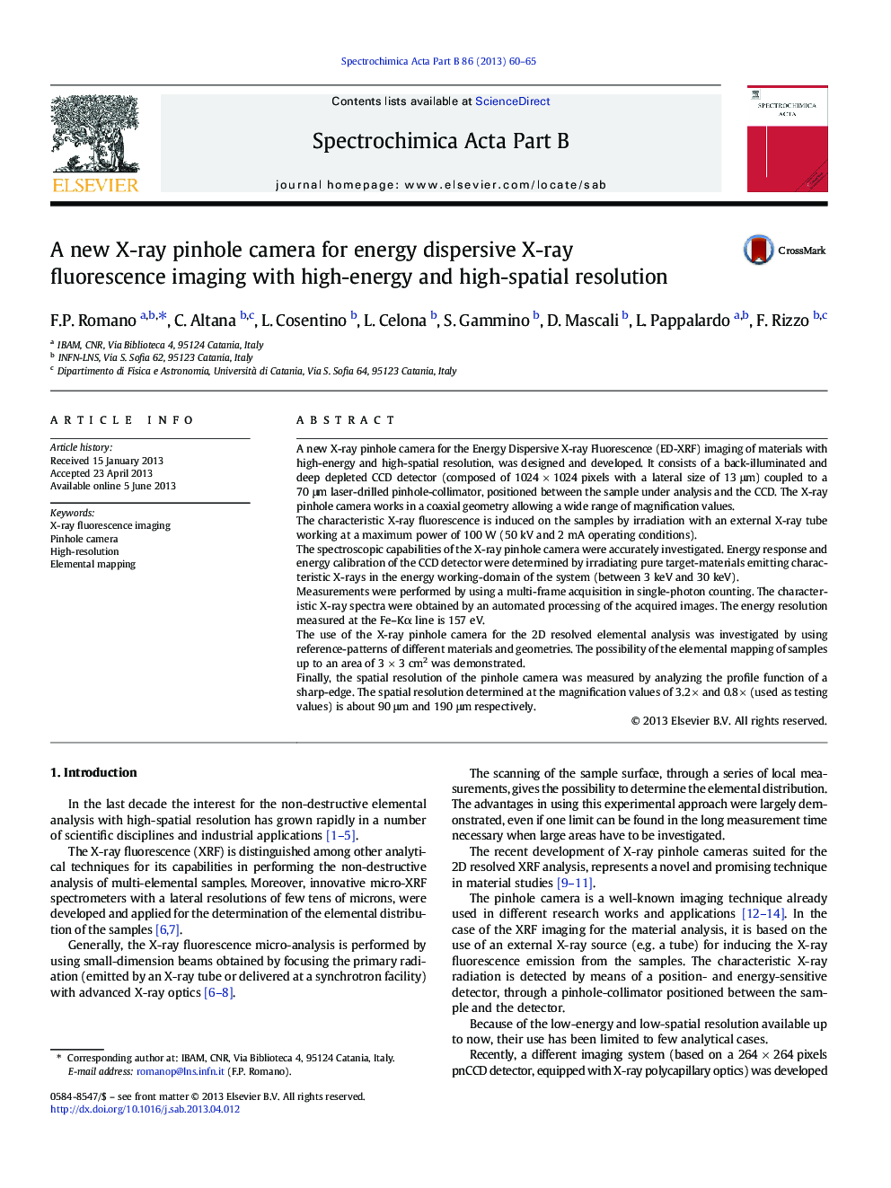 A new X-ray pinhole camera for energy dispersive X-ray fluorescence imaging with high-energy and high-spatial resolution