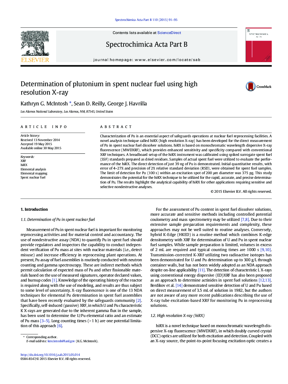 Determination of plutonium in spent nuclear fuel using high resolution X-ray