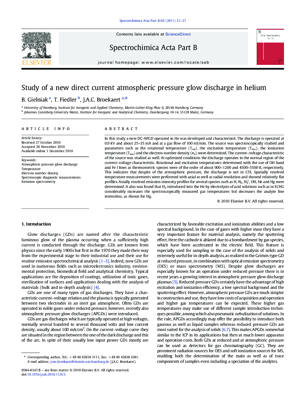 Study of a new direct current atmospheric pressure glow discharge in helium