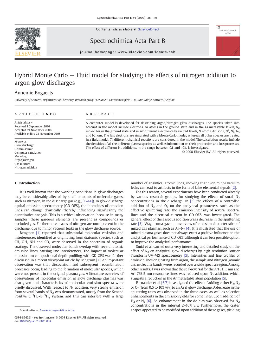 Hybrid Monte Carlo — Fluid model for studying the effects of nitrogen addition to argon glow discharges