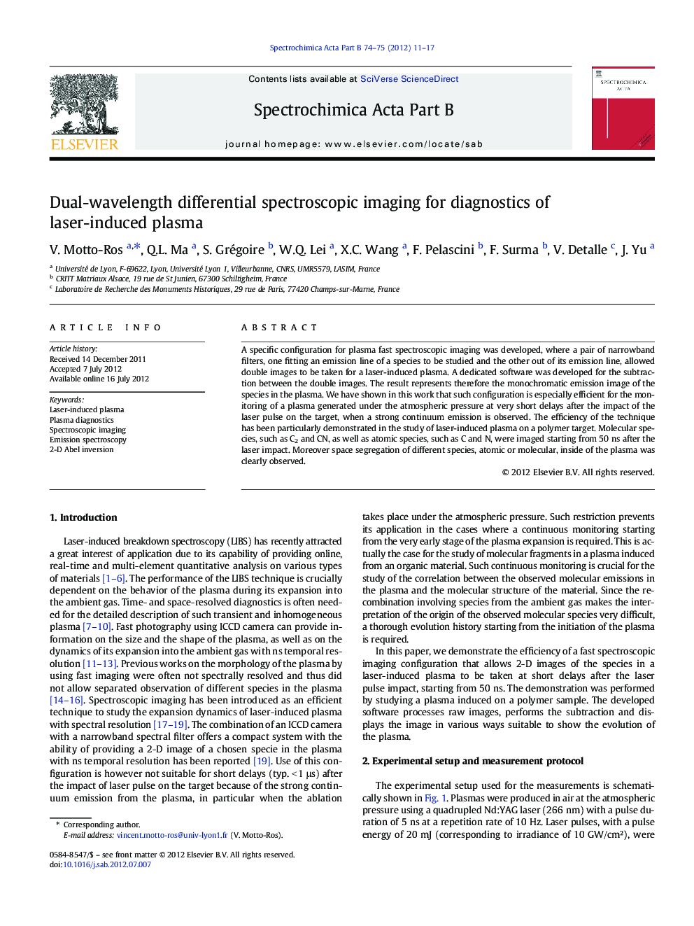 Dual-wavelength differential spectroscopic imaging for diagnostics of laser-induced plasma