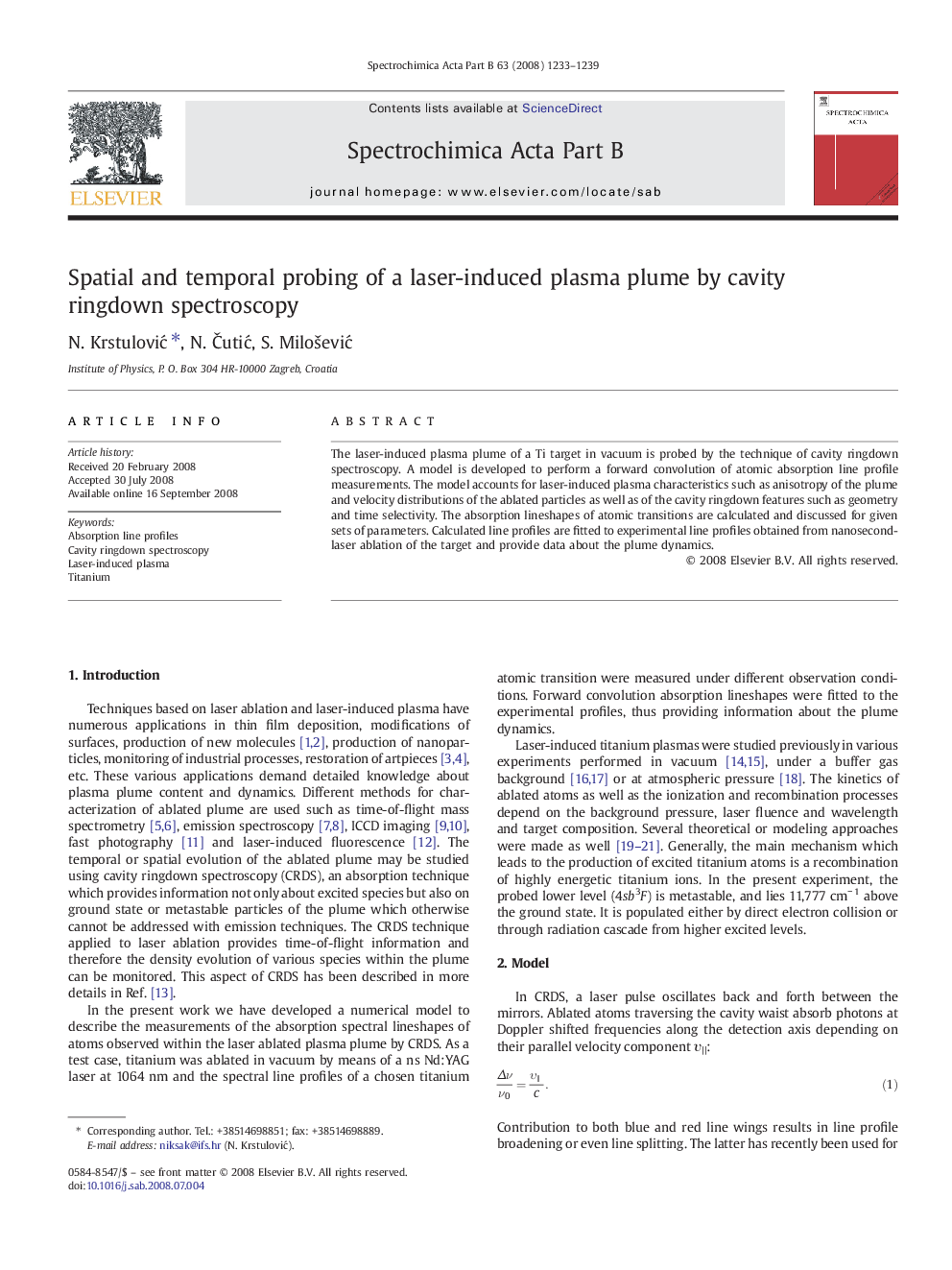 Spatial and temporal probing of a laser-induced plasma plume by cavity ringdown spectroscopy