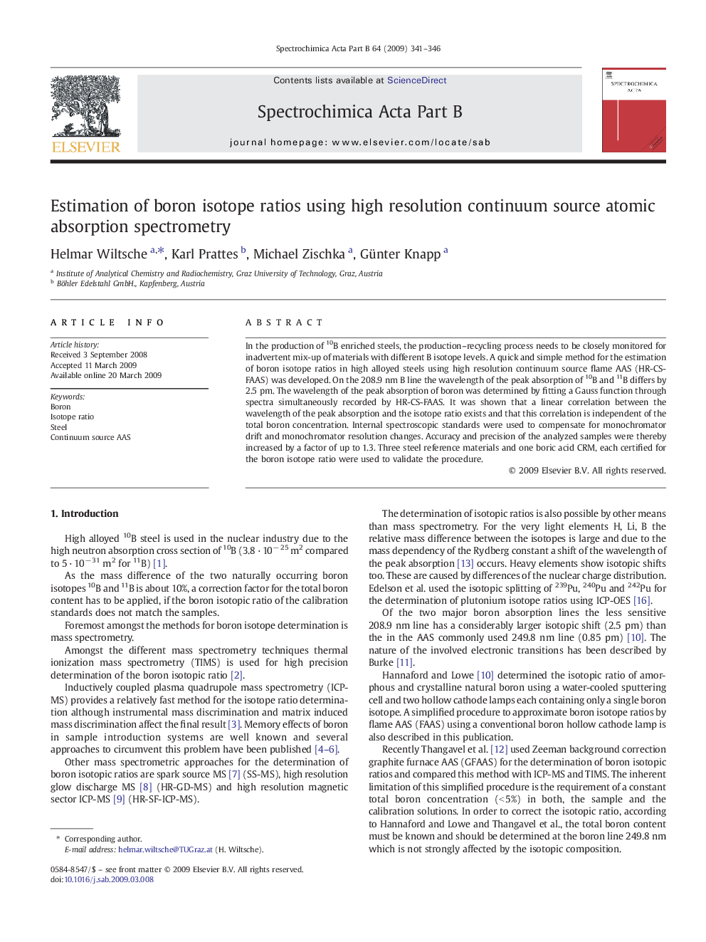 Estimation of boron isotope ratios using high resolution continuum source atomic absorption spectrometry