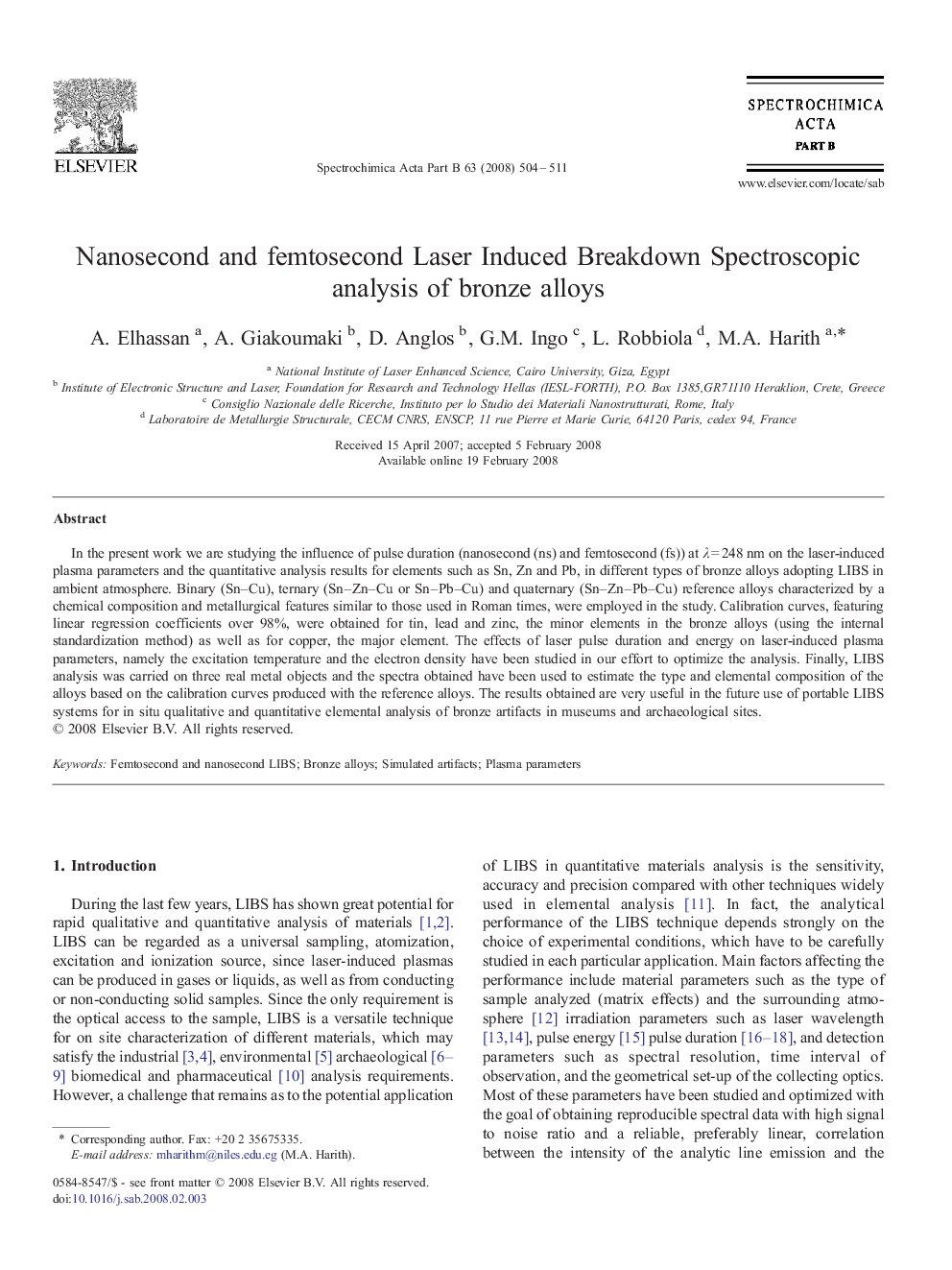 Nanosecond and femtosecond Laser Induced Breakdown Spectroscopic analysis of bronze alloys