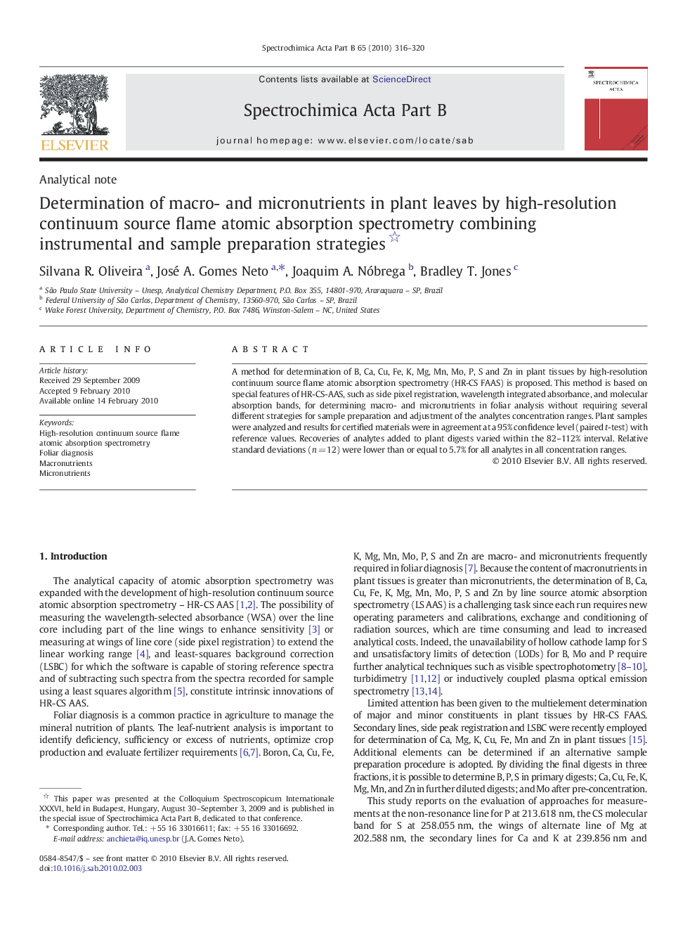 Determination of macro- and micronutrients in plant leaves by high-resolution continuum source flame atomic absorption spectrometry combining instrumental and sample preparation strategies 