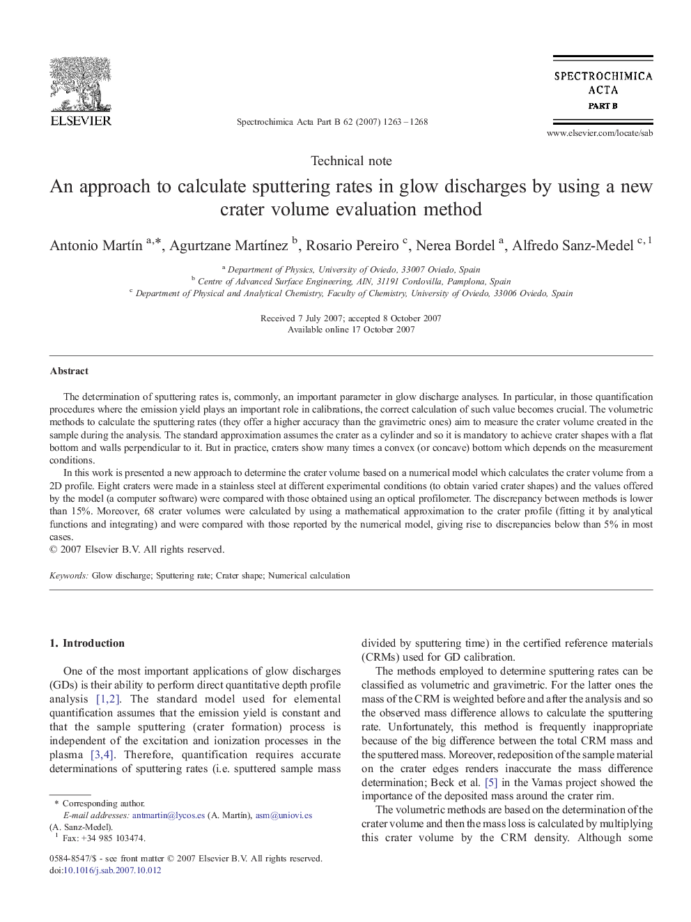 An approach to calculate sputtering rates in glow discharges by using a new crater volume evaluation method