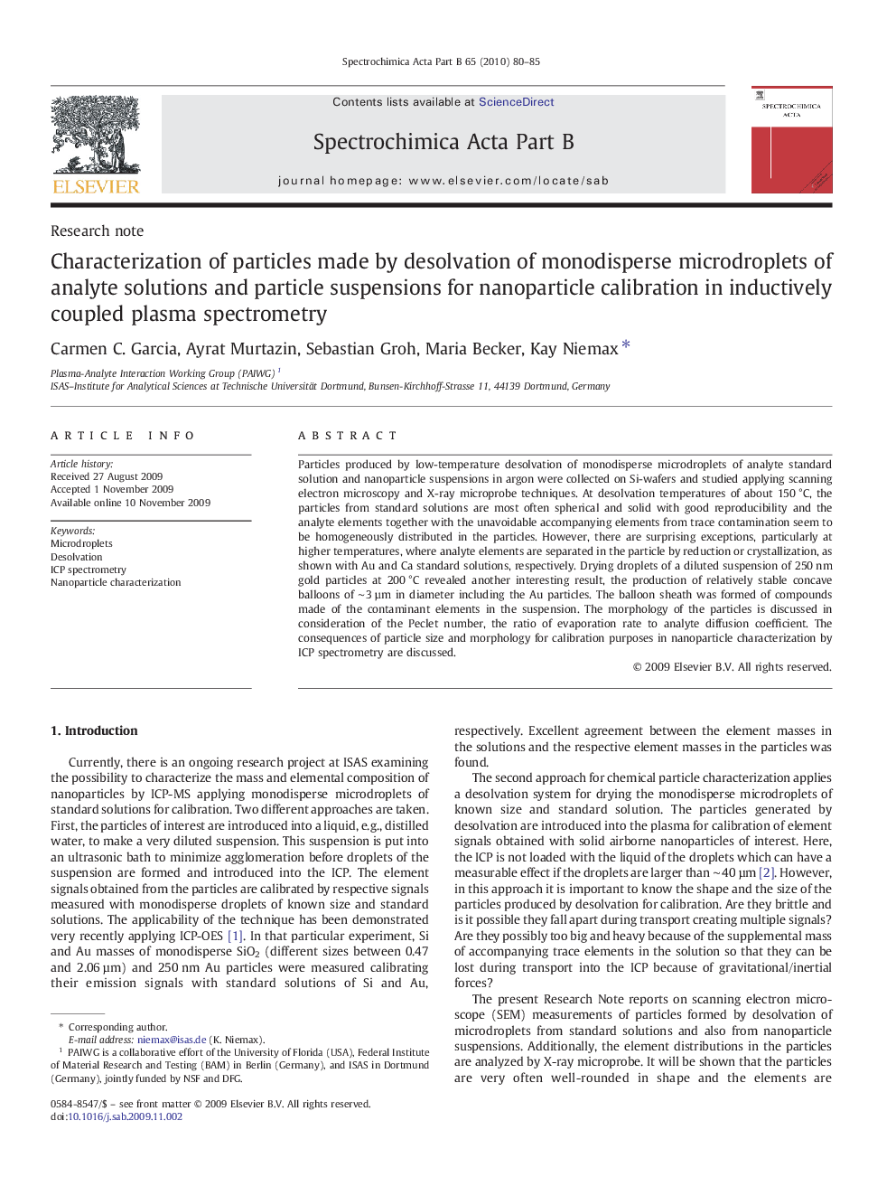 Characterization of particles made by desolvation of monodisperse microdroplets of analyte solutions and particle suspensions for nanoparticle calibration in inductively coupled plasma spectrometry