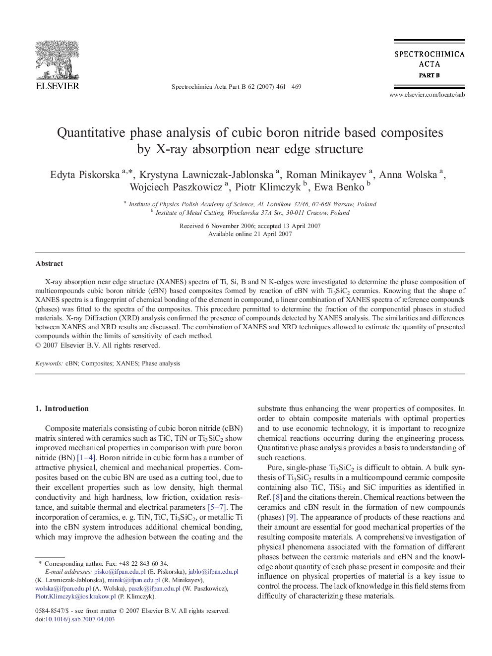 Quantitative phase analysis of cubic boron nitride based composites by X-ray absorption near edge structure