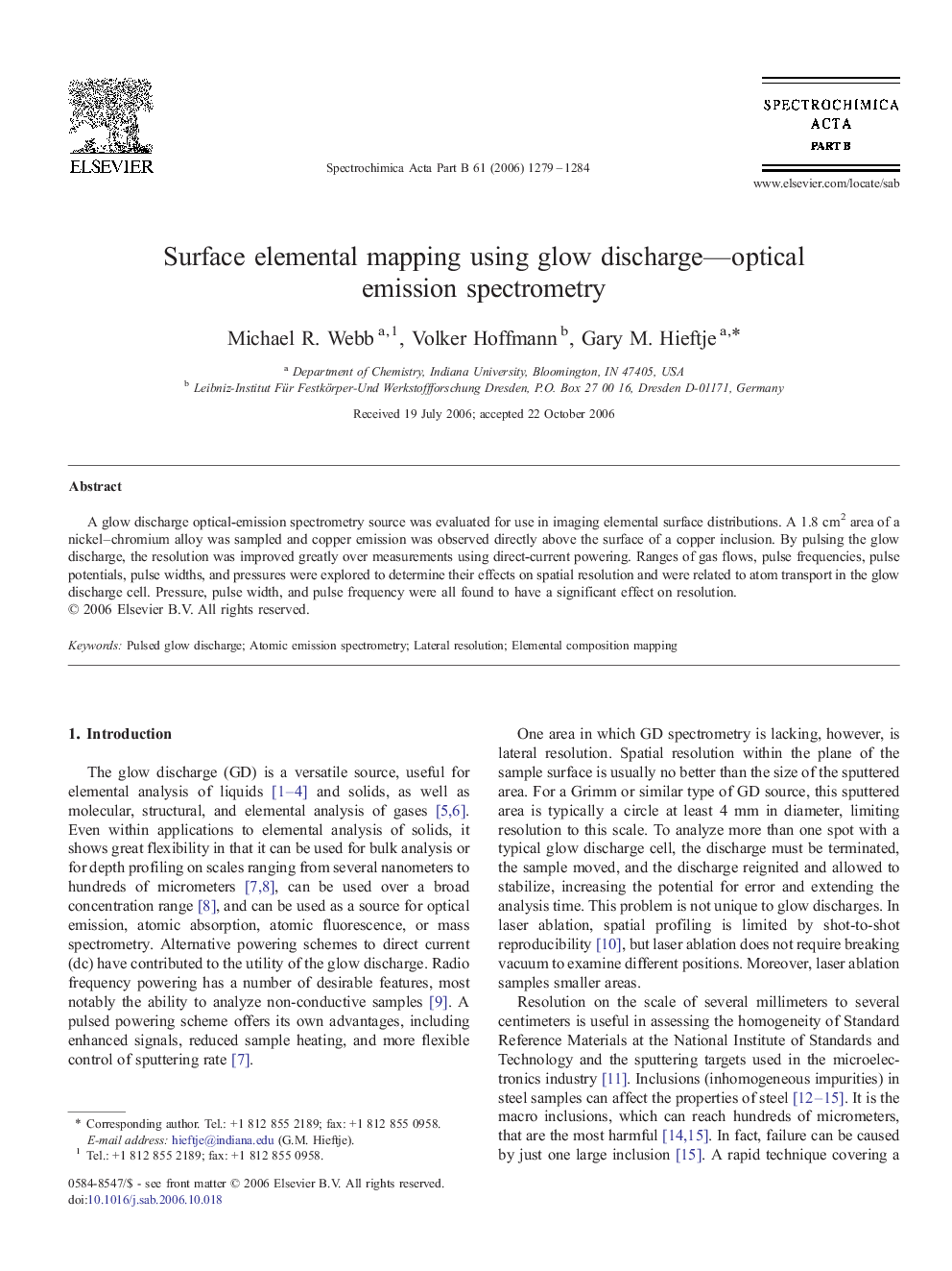 Surface elemental mapping using glow discharge—optical emission spectrometry