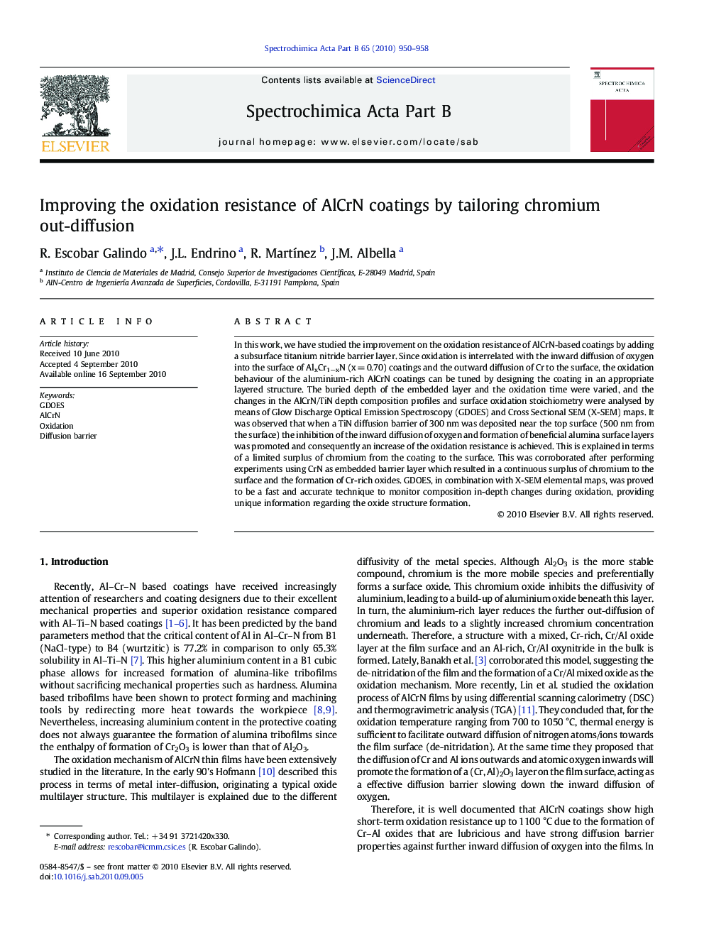 Improving the oxidation resistance of AlCrN coatings by tailoring chromium out-diffusion