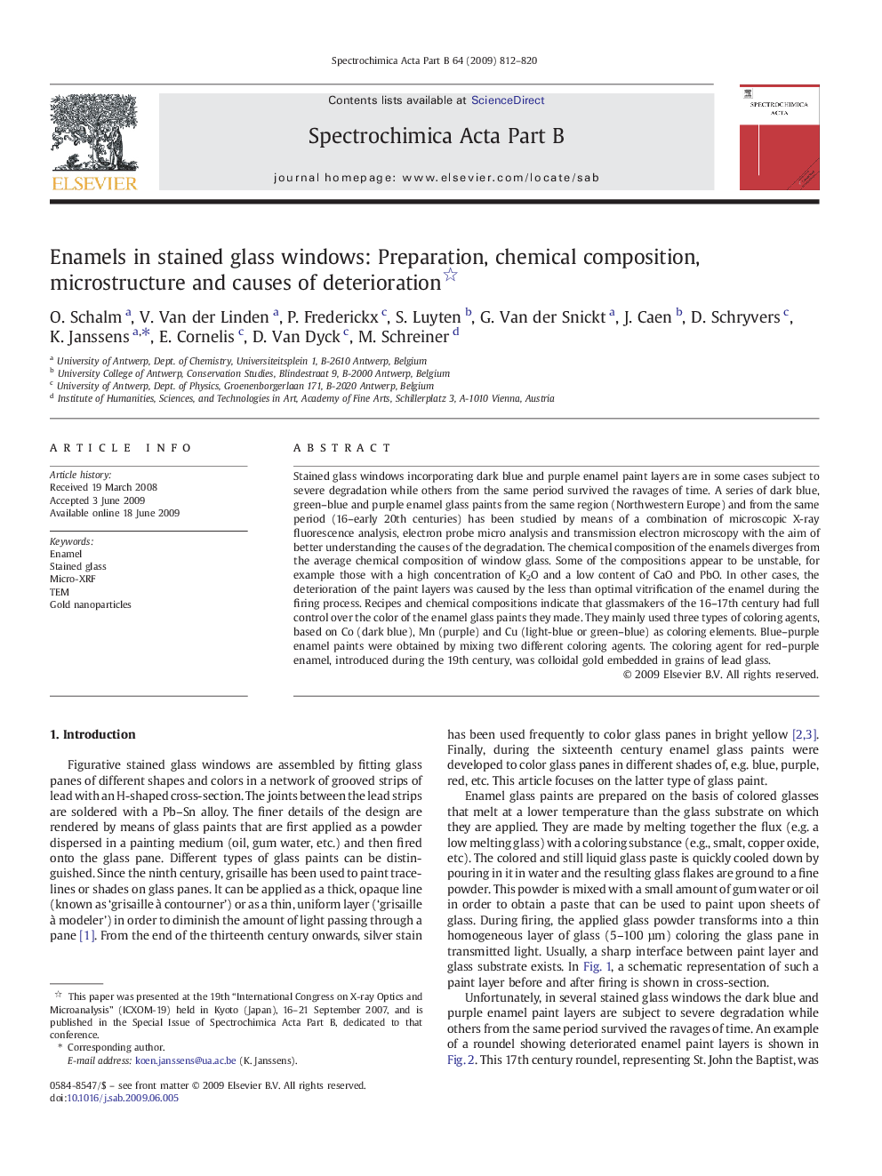 Enamels in stained glass windows: Preparation, chemical composition, microstructure and causes of deterioration 