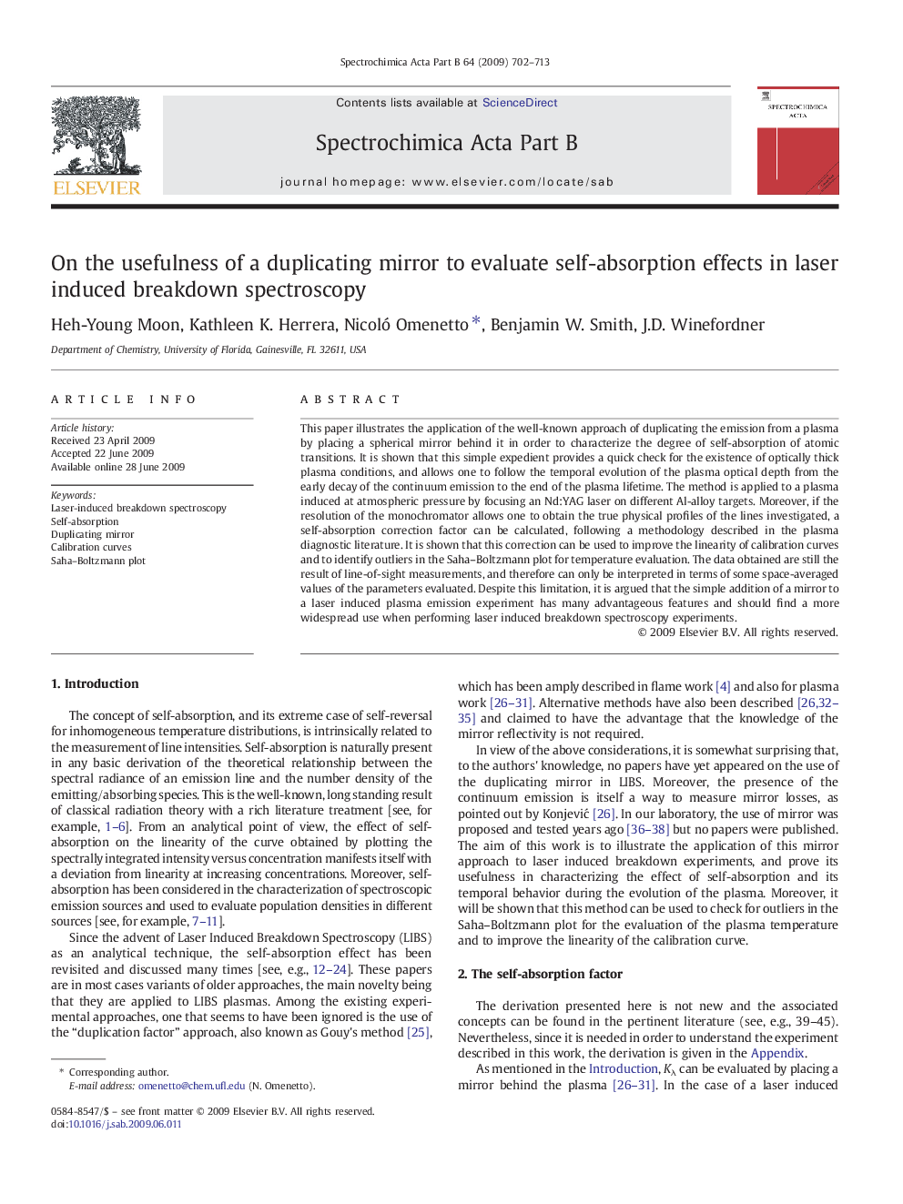 On the usefulness of a duplicating mirror to evaluate self-absorption effects in laser induced breakdown spectroscopy