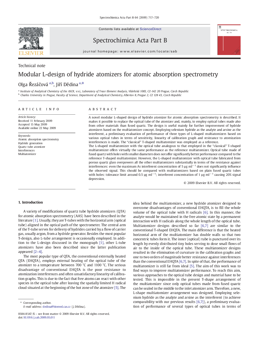 Modular L-design of hydride atomizers for atomic absorption spectrometry