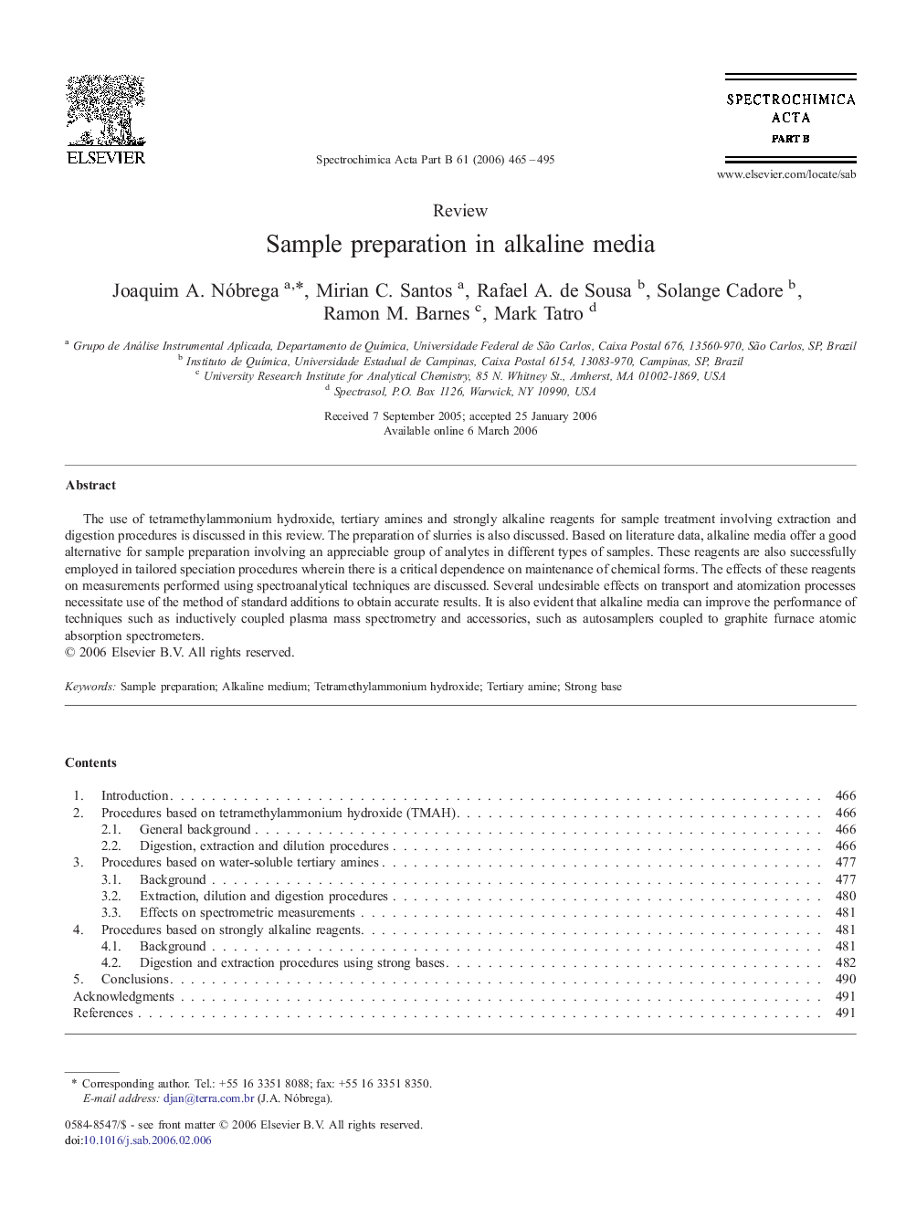 Sample preparation in alkaline media