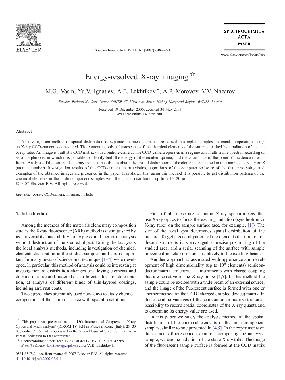 Energy-resolved X-ray imaging 