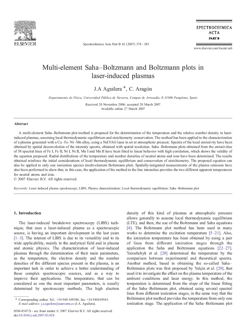 Multi-element Saha–Boltzmann and Boltzmann plots in laser-induced plasmas