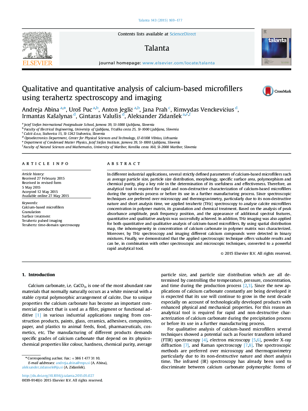 Qualitative and quantitative analysis of calcium-based microfillers using terahertz spectroscopy and imaging