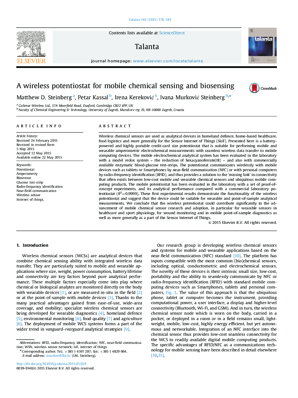 A wireless potentiostat for mobile chemical sensing and biosensing