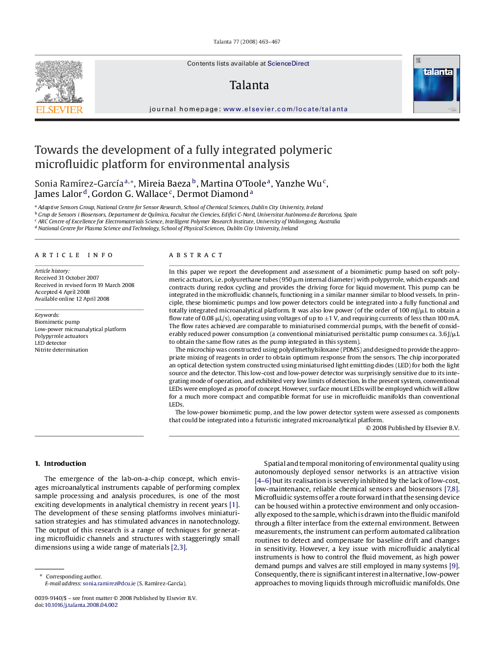 Towards the development of a fully integrated polymeric microfluidic platform for environmental analysis