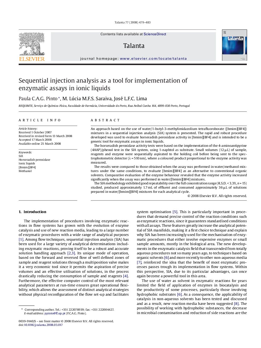 Sequential injection analysis as a tool for implementation of enzymatic assays in ionic liquids