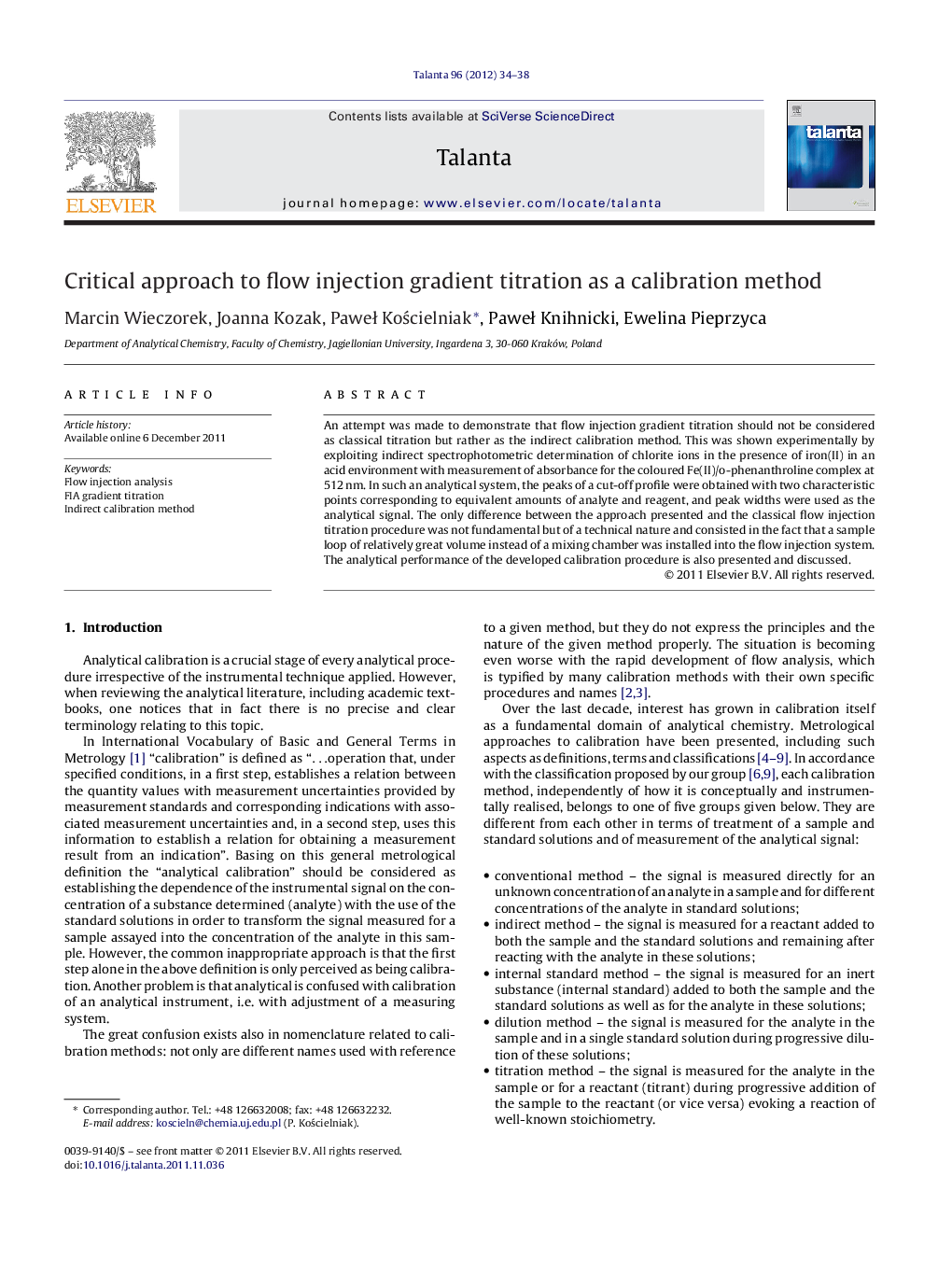 Critical approach to flow injection gradient titration as a calibration method