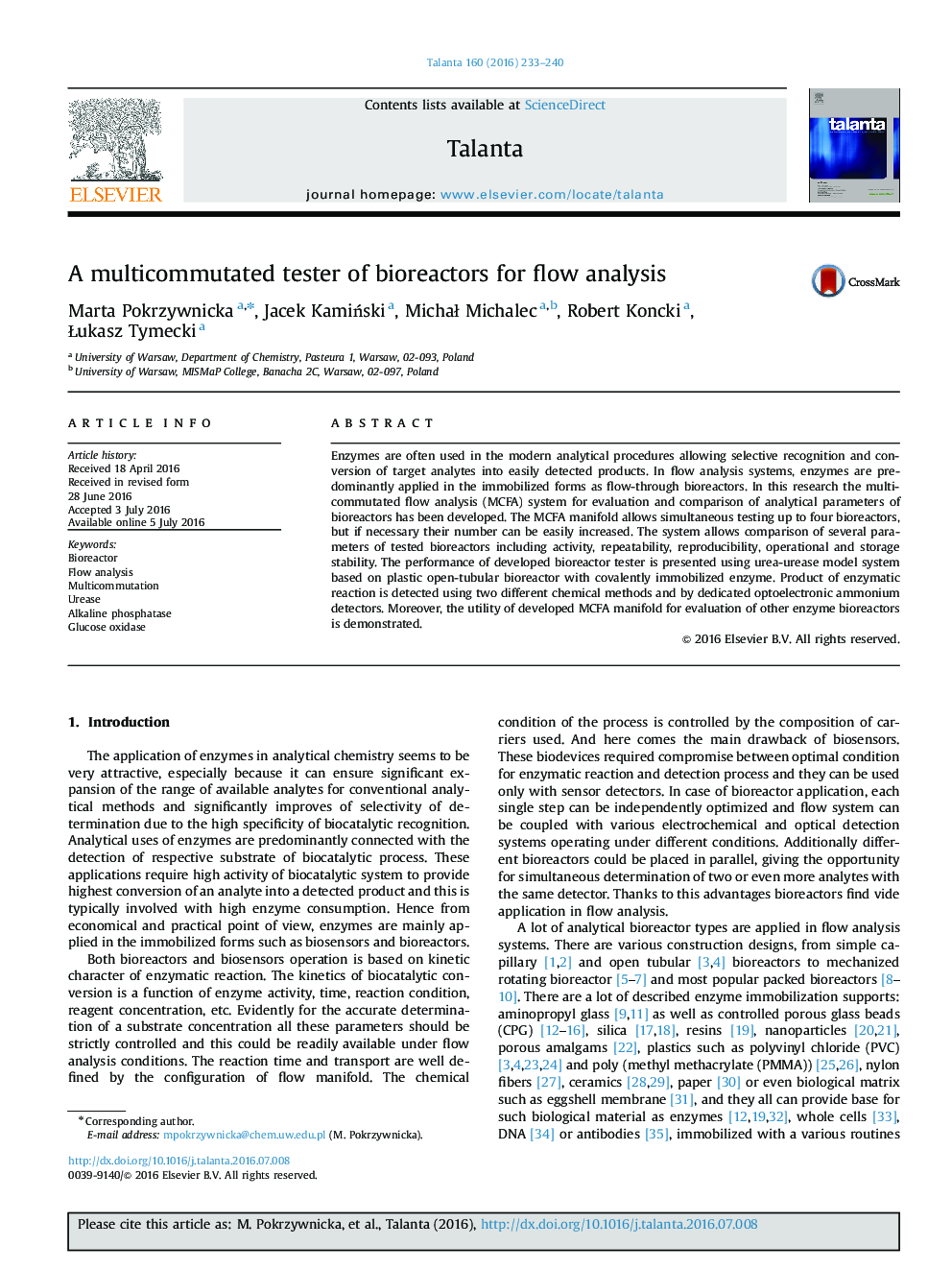 A multicommutated tester of bioreactors for flow analysis