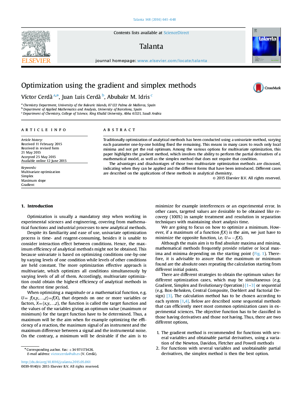 Optimization using the gradient and simplex methods