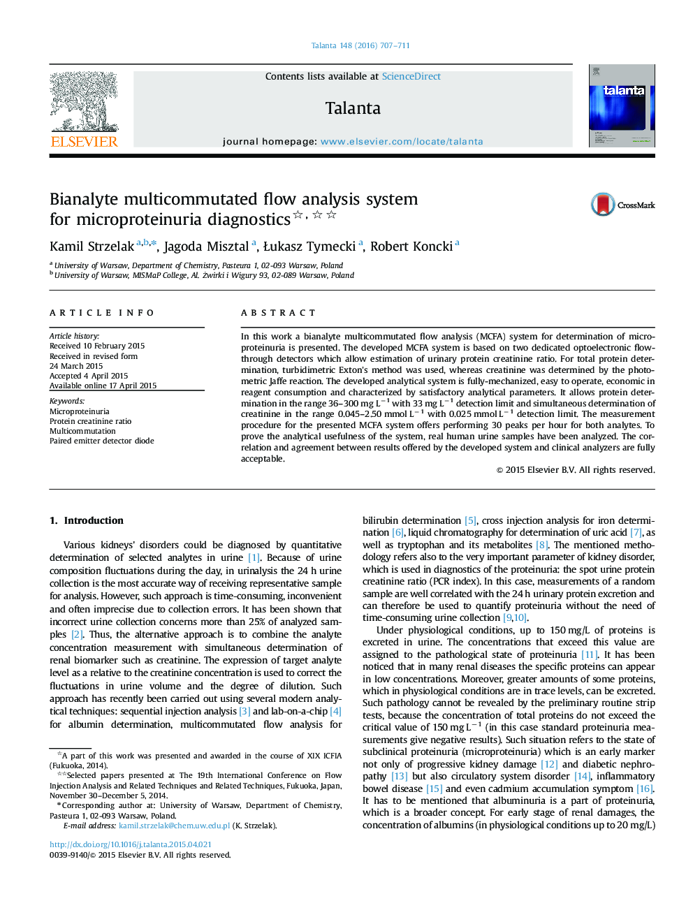 Bianalyte multicommutated flow analysis system for microproteinuria diagnostics 