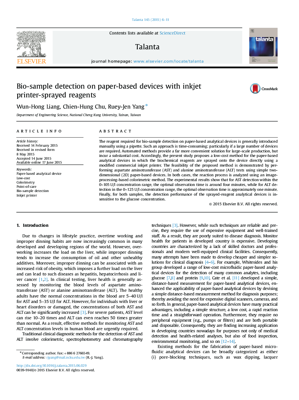 Bio-sample detection on paper-based devices with inkjet printer-sprayed reagents