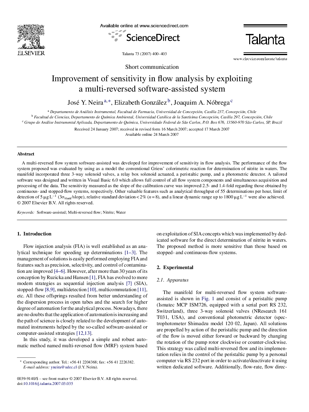 Improvement of sensitivity in flow analysis by exploiting a multi-reversed software-assisted system