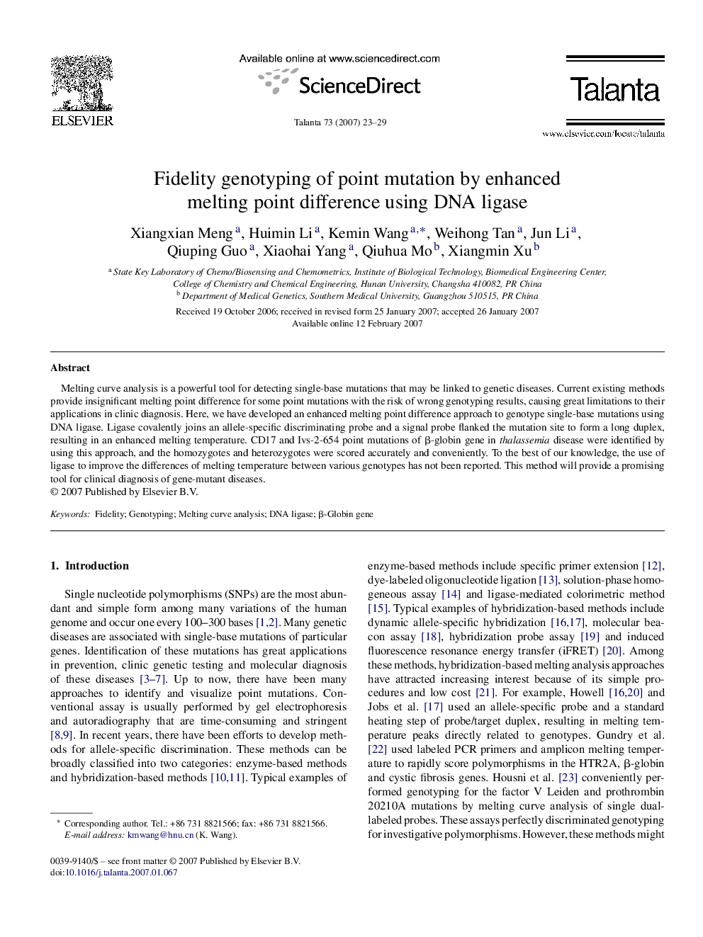 Fidelity genotyping of point mutation by enhanced melting point difference using DNA ligase