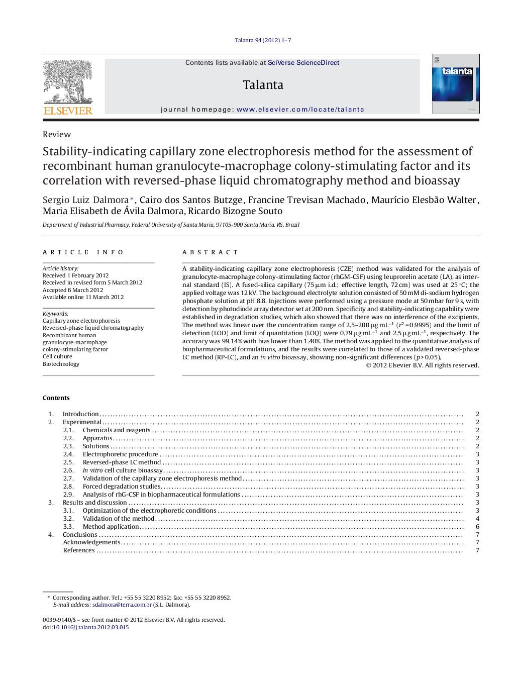 Stability-indicating capillary zone electrophoresis method for the assessment of recombinant human granulocyte-macrophage colony-stimulating factor and its correlation with reversed-phase liquid chromatography method and bioassay